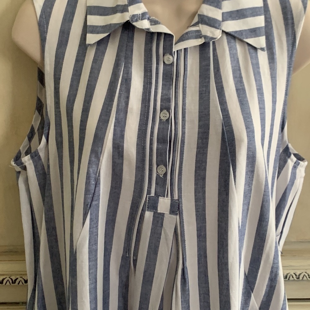 HOPE & Harlow Striped Linen Cotton Shift Shirt Dress - Picture 7 of 8